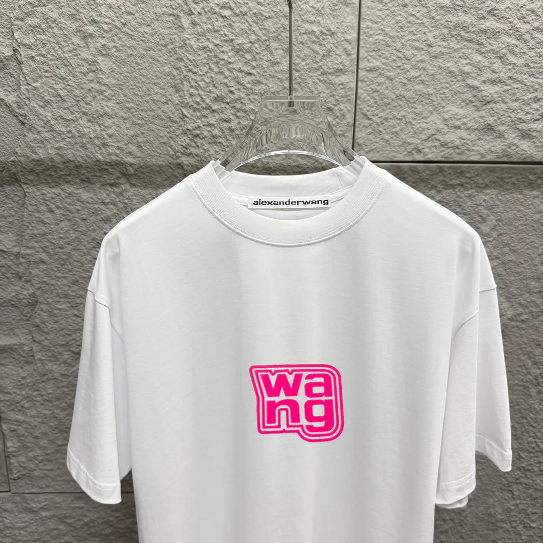 * *alexander 2025 New Arrival Pink wang T Same Style ：Black White Size： S （90-130 ） M （120-150 ） L （140-165 ） XL （160-180 ） XXL （180 ）